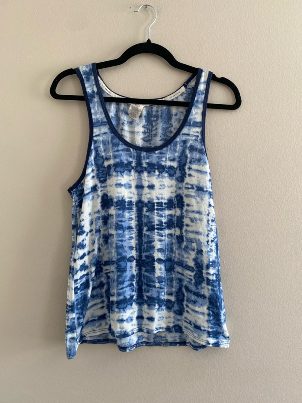 Lucky Brand Blue White Tie-Dye Scoop Neck Tank Top Size Medium
